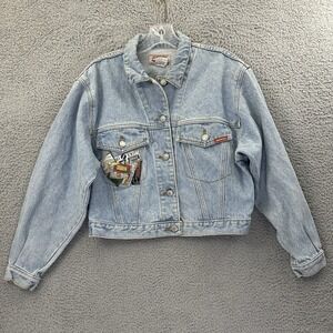 Vintage‎ 1989 Jordache Denim Jean Cropped Jacket Retro Trucker Women's Small
